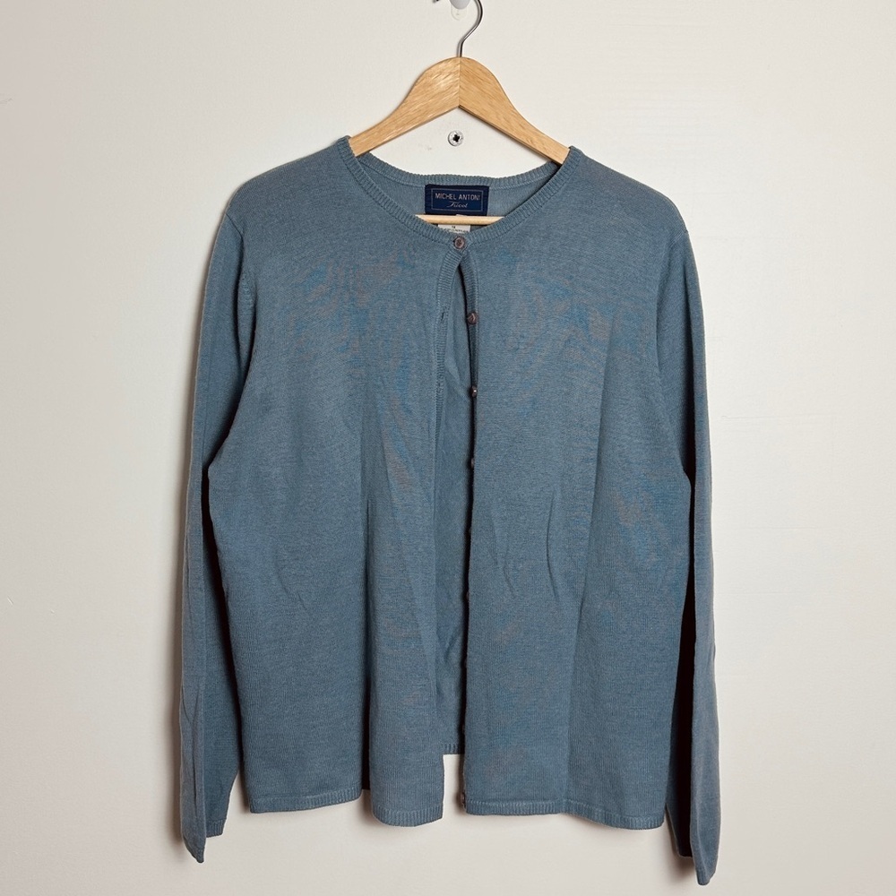 Vintage long sleeved button down cardigan - made in Hong Kong -  Size 1X